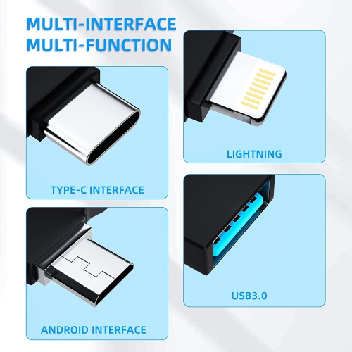 Adaptateur type C à USB 3.0 OTG femelle(3-en-1) Micro mâle Lightning pour Apple iPhone 13 12 11 Pro Max iPad Samsung Souris appareil photo Android LG