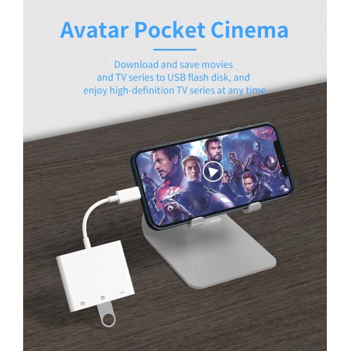 Adaptateur clé USB à Lightning pour iPhone OTG Câble de chargeur appareil photo lecteur de carte mémoire Câble de clé USB pour Apple iPad Air 13 12