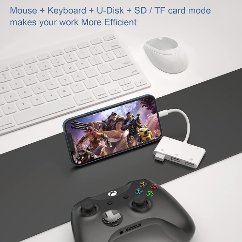 USB Camera Adapter for iPhone,USB OTG Camera Connection Kits Adapter with SD TF Card Reader and Charging Adapter for iPhone 13 Pro/12 iPad,Support