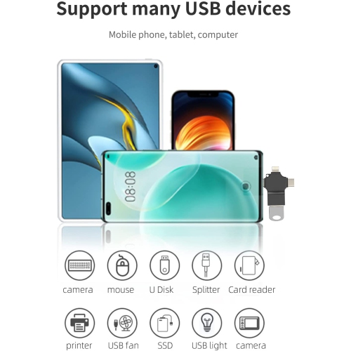 Type C to USB Adapter 3.0 OTG Female(3in1)Lightning Micro Male Converter for Apple Iphone 11 12 13 Pro Max Ipad LG Samsung Android Camera Keyboard