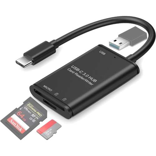Lecteur de Carte SD, USB C vers SD Lecteur de Carte 5 en 1, Adaptateur de  Lecteur de Carte Mémoire SD/Micro SD, USB C vers USB 3.0, Compatible avec