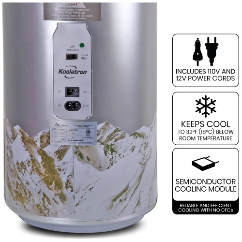 Coors Light 8 Can Portable Mini Fridge w/ 12V DC and 110V AC Cords, 5.4L Beer Can Shaped Personal Cooler, Silver, Travel Fridge for Beer, Snacks,