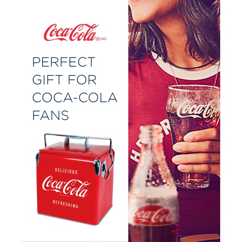 Coca-Cola Retro Ice Chest Beverage Cooler with Bottle Opener 13L, 18 Can Vintage Style Ice Bucket for Camping, Beach, Picnic