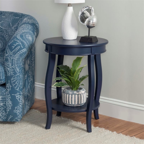 Linon Wren Wood Accent Side Table in Navy Blue