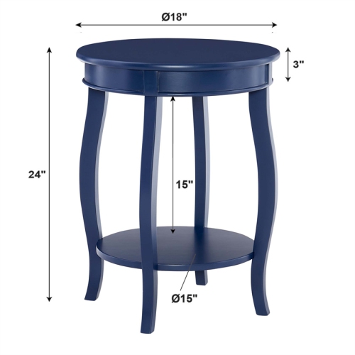 Linon Wren Wood Accent Side Table in Navy Blue