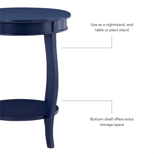 Linon Wren Wood Accent Side Table in Navy Blue