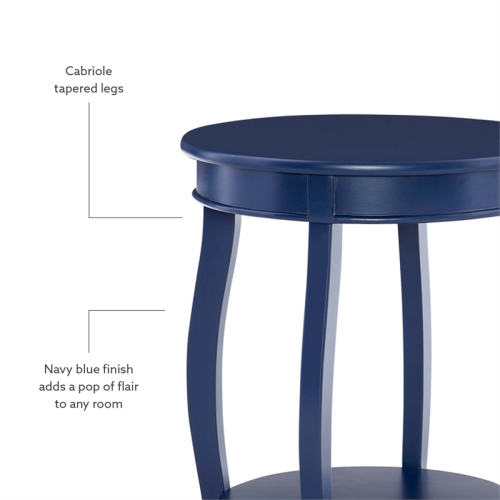 Linon Wren Wood Accent Side Table in Navy Blue