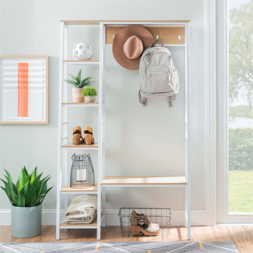 Linon Austin Wood and Metal Hall Tree in White