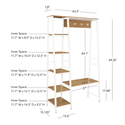 Linon Austin Wood and Metal Hall Tree in White