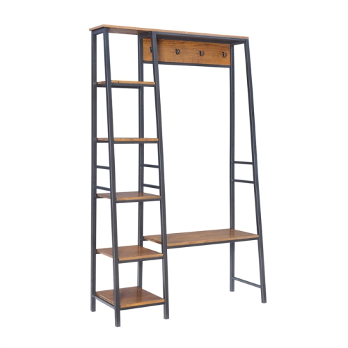 Linon Austin Wood and Metal Hall Tree in Brown