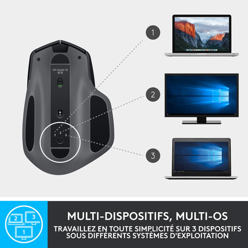 Souris laser Bluetooth MX Master 2S de Logitech - Graphite