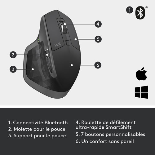 Logitech MX Master 2S Bluetooth Laser Mouse - Graphite