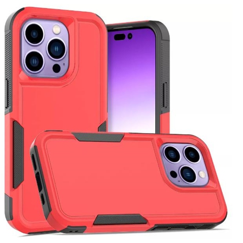 【CSmart】 Étui Coque rigide pour pare-chocs en caoutchouc résistant à deux couches pour iPhone 13 Pro Max, Rouge