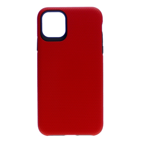 TopSave Triangle Pattern PC Back+Inner TPU Dual Layer Hybrid Case For iPhone 14, Red