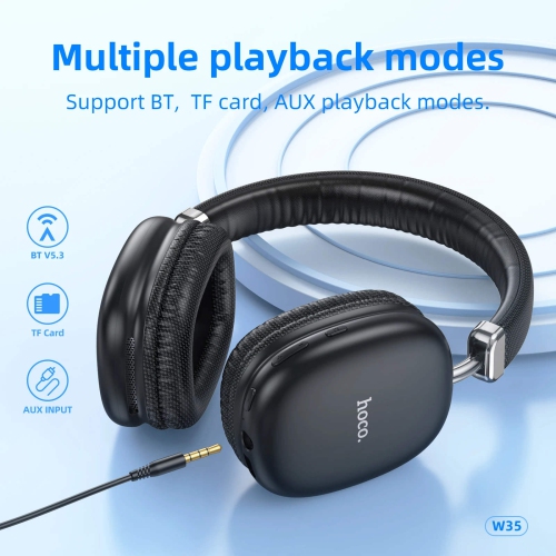 Bluetooth V5.3 Wireless / Wired Stereo Headphones Headsets with Mic High Bass Hands-free Support TF AUX, Black