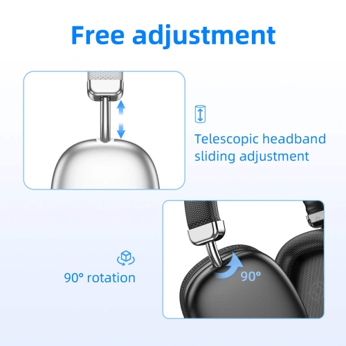 Bluetooth V5.3 Wireless / Wired Stereo Headphones Headsets with Mic High Bass Hands-free Support TF AUX, Silver