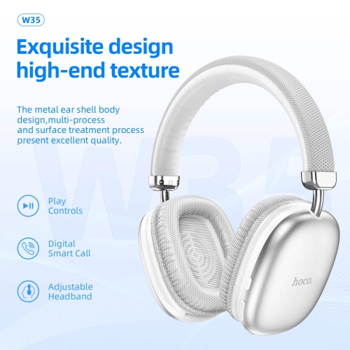 Bluetooth V5.3 Wireless / Wired Stereo Headphones Headsets with Mic High Bass Hands-free Support TF AUX, Silver