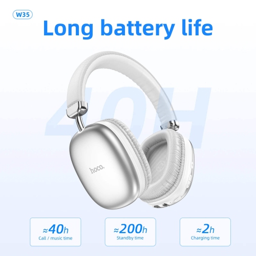 Bluetooth V5.3 Wireless / Wired Stereo Headphones Headsets with Mic High Bass Hands-free Support TF AUX, Silver
