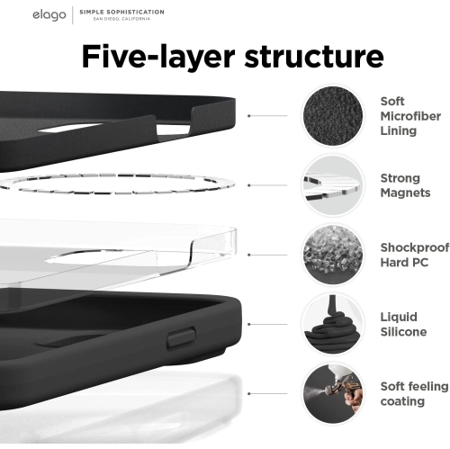 elago Magnetic Silicone Case Compatible with MagSafe iPhone 14 Plus 6.7 inch - Built-in Magnets, Compatible with All MagSafe Accessories