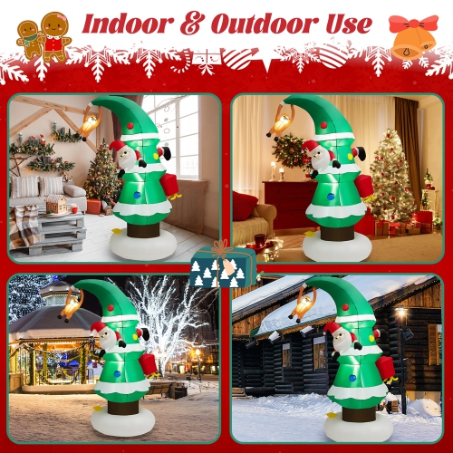 Gymax 8FT Christmas Inflatable Tree & Santa Claus Yard Decor w/ Air Blower & LED Lights