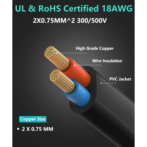 5FT 2 Prong Slot Power Cord Cable for HP Envy/OfficeJet, Canon Pixma/Maxify, Epson Stylus/Workforce/Expression Premium/Artisan Printer; AC Plug Power