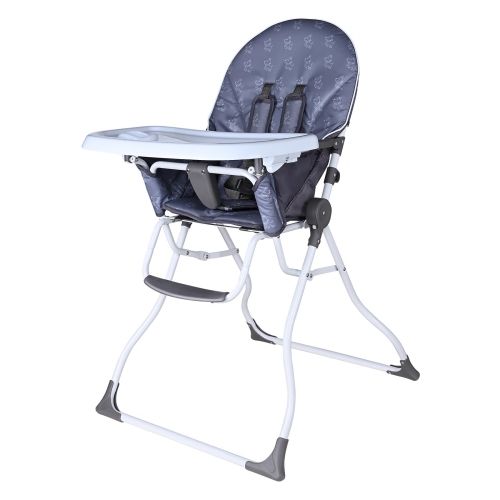 Chaises hautes pliantes portables avec plateau réglable pour bébés et tout-petits avec harnais de sécurité à 5 points, gris - HISBABY