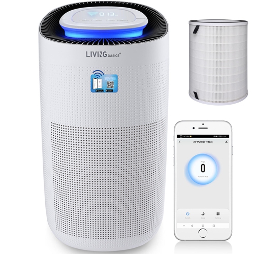 LIVINGBASICS  Smart Wifi Air Purifier for Home, 2690 Sqft Coverage, H13 True Hepa Filter for Smoke Dust Odor Pollen