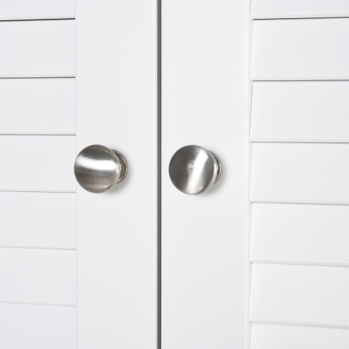 HOMCOM Tall Bathroom Storage Cabinet, Slim Bathroom Cabinet with 4 Shutter Doors and Adjustable Shelves, Toilet Vanity Cabinet, Narrow Organizer,