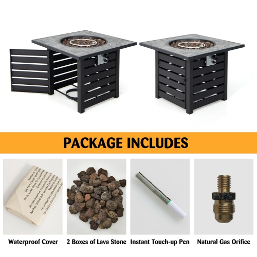 Patiojoy 32"Propane Fire Pit Table Square Tabletop Auto-Ignition W/ Rain Cover Lava Rocks