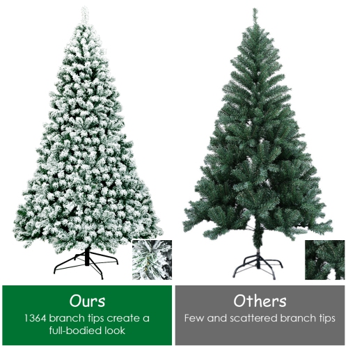 Topbuy 4.5FT/6FT/7.5FT Pre-lit Artificial Hinged Christmas Pine Tree Snow Flocked Decoration Tree