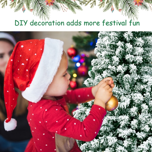 Topbuy 4.5FT/6FT/7.5FT Pre-lit Artificial Hinged Christmas Pine Tree Snow Flocked Decoration Tree