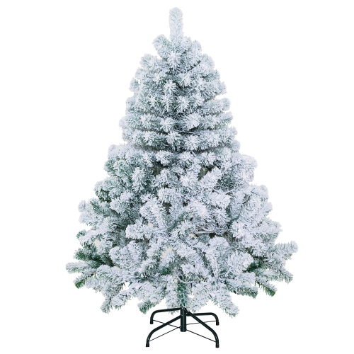 Gymax 4.5FT Pre-Lit Autoflocking Christmas Tree Flocked Tree w/ LED Lights