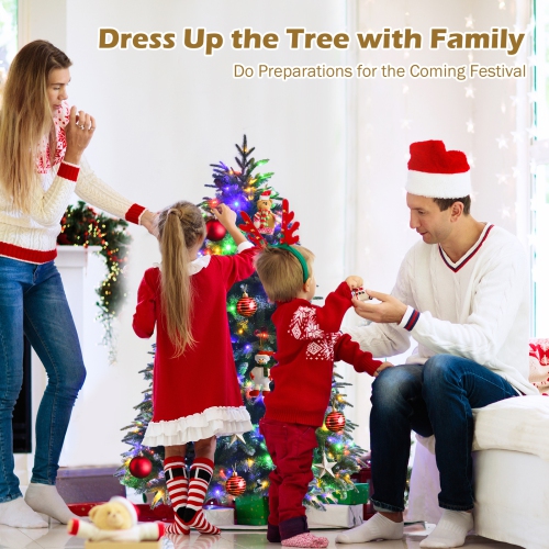 Topbuy 5ft Hinged Life-Like Christmas Tree W/ 250 LED Lights Pre-Lit Artificial Xmas Tree W/ 581 PE & PVC Leaves