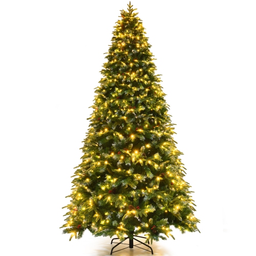 Topbuy 5ft Hinged Life-Like Christmas Tree W/ 250 LED Lights Pre-Lit Artificial Xmas Tree W/ 581 PE & PVC Leaves