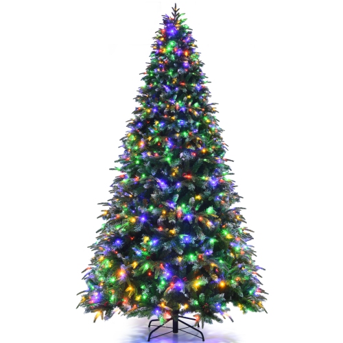 Topbuy 5ft Hinged Life-Like Christmas Tree W/ 250 LED Lights Pre-Lit Artificial Xmas Tree W/ 581 PE & PVC Leaves