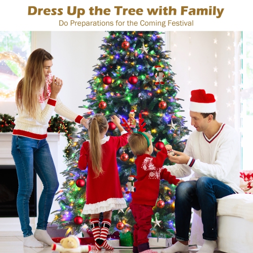 Topbuy 5ft Hinged Life-Like Christmas Tree W/ 250 LED Lights Pre-Lit Artificial Xmas Tree W/ 581 PE & PVC Leaves