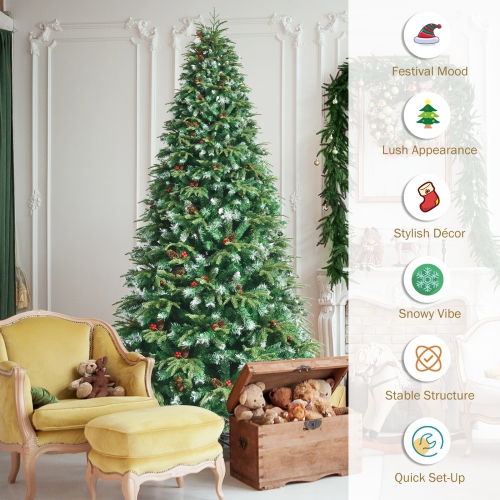 Topbuy 5ft Hinged Life-Like Christmas Tree W/ 250 LED Lights Pre-Lit Artificial Xmas Tree W/ 581 PE & PVC Leaves