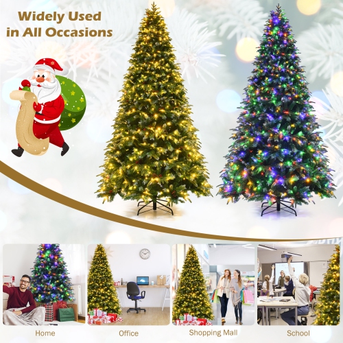 Topbuy 5ft Hinged Life-Like Christmas Tree W/ 250 LED Lights Pre-Lit Artificial Xmas Tree W/ 581 PE & PVC Leaves
