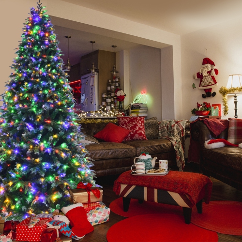 Topbuy 5ft Hinged Life-Like Christmas Tree W/ 250 LED Lights Pre-Lit Artificial Xmas Tree W/ 581 PE & PVC Leaves