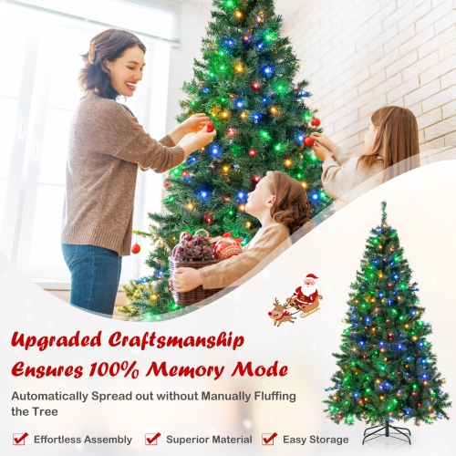 Topbuy 6FT sapin de Noël à charnières illuminé avec 260 lumières à DEL multicolores Noël décoration des Fêtes saisonnière arbre de décoration des