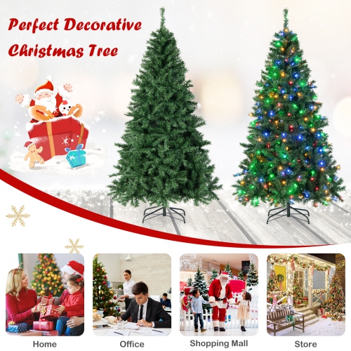 Topbuy 6FT sapin de Noël à charnières illuminé avec 260 lumières à DEL multicolores Noël décoration des Fêtes saisonnière arbre de décoration des