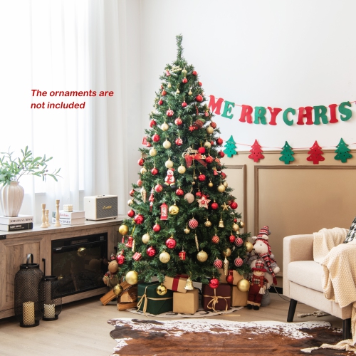 Topbuy 6FT sapin de Noël à charnières illuminé avec 260 lumières à DEL multicolores Noël décoration des Fêtes saisonnière arbre de décoration des