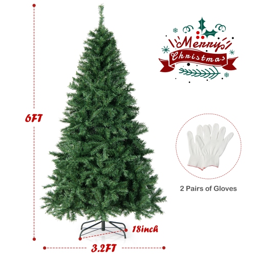 Topbuy 6FT sapin de Noël à charnières illuminé avec 260 lumières à DEL multicolores Noël décoration des Fêtes saisonnière arbre de décoration des