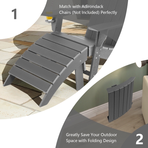 Patiojoy Outdoor Adirondack Chair W/Ergonomic Design&Ottoman Lounge Armchair HDPE chair for Yard&Patio Black/Grey/Turquoise/White