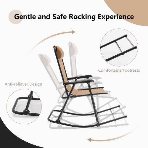 Gymax 2PCS Patio Folding Rocking Chair Outdoor Portable Lounge Rocker