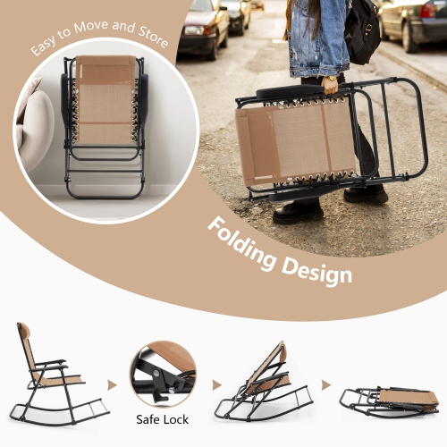 Gymax 2PCS Patio Folding Rocking Chair Outdoor Portable Lounge Rocker