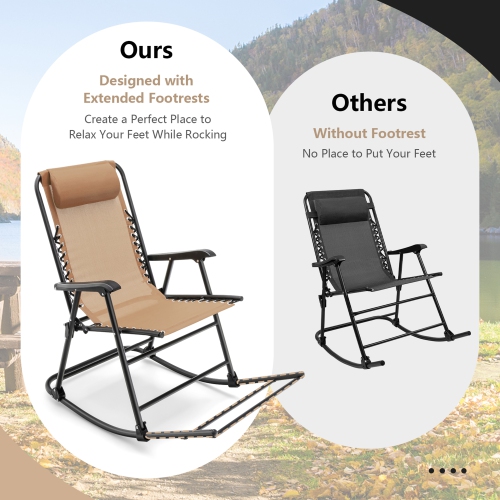Gymax 2PCS Patio Folding Rocking Chair Outdoor Portable Lounge Rocker