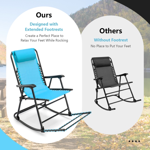 Gymax 2PCS Patio Folding Rocking Chair Outdoor Portable Lounge Rocker