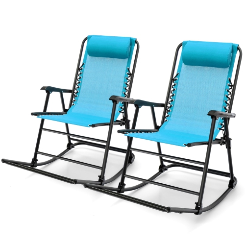 Gymax 2PCS Patio Folding Rocking Chair Outdoor Portable Lounge Rocker