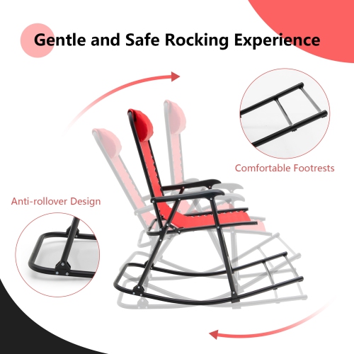 Gymax 2PCS Patio Folding Rocking Chair Outdoor Portable Lounge Rocker